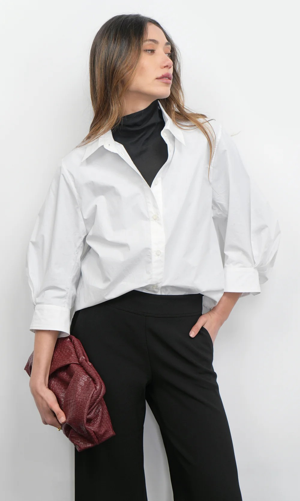 thea oversized latern sleeve button down