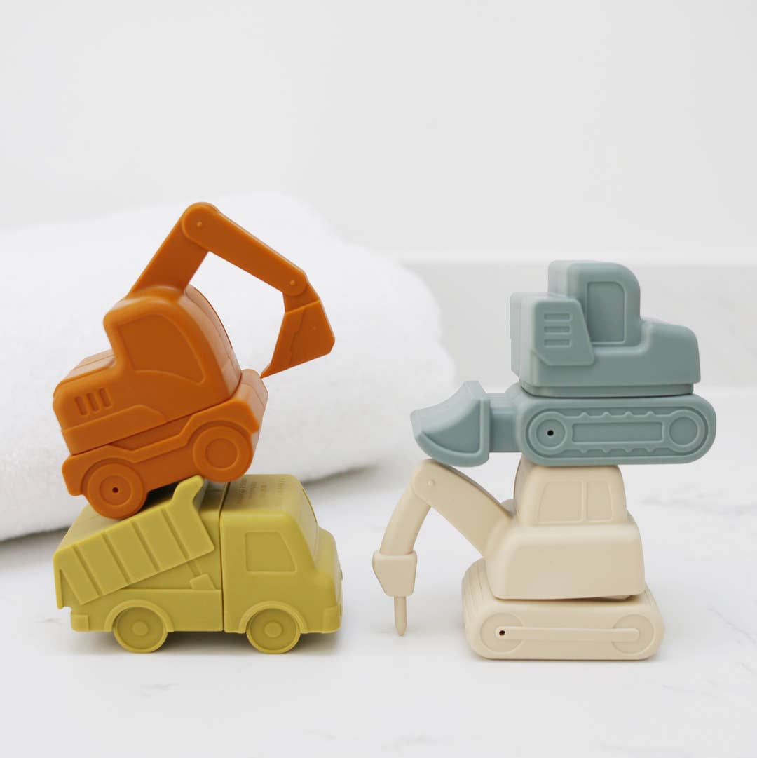 construction vehicle silicone bath toy set