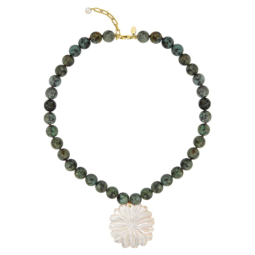 martha flower necklace in turquoise