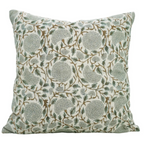 handmade block print 20 x 20 pillow - hydrangea