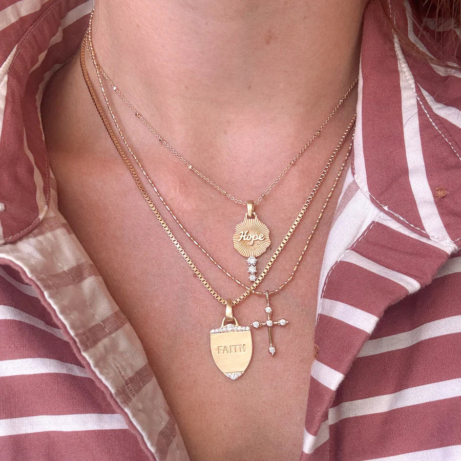 bezel cz cross necklace