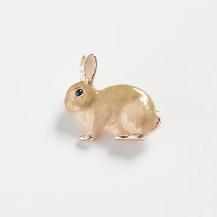 enamel rabbit brooch