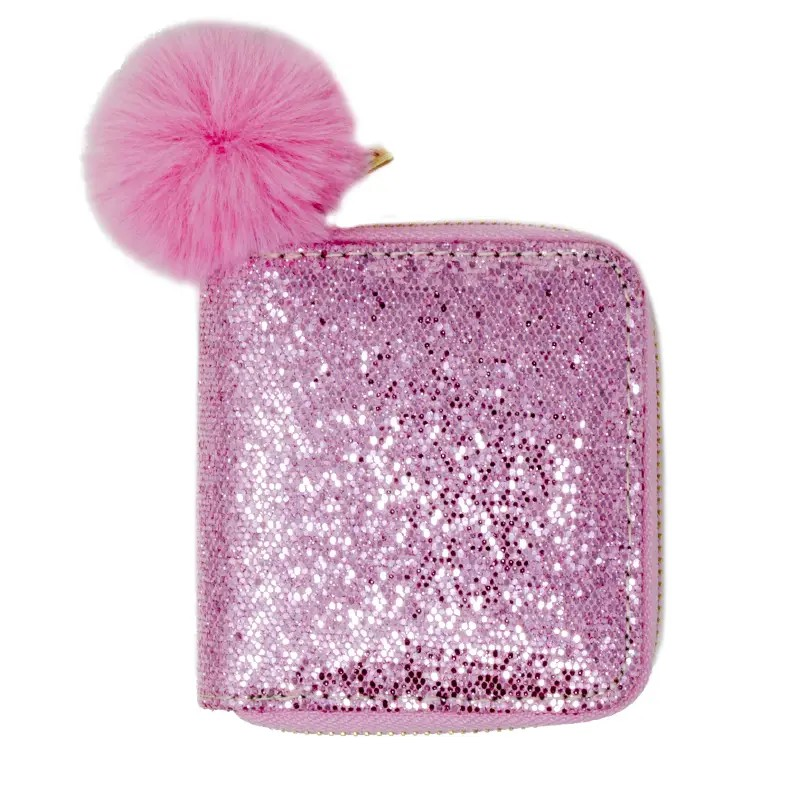 girls glitter wallet - pink