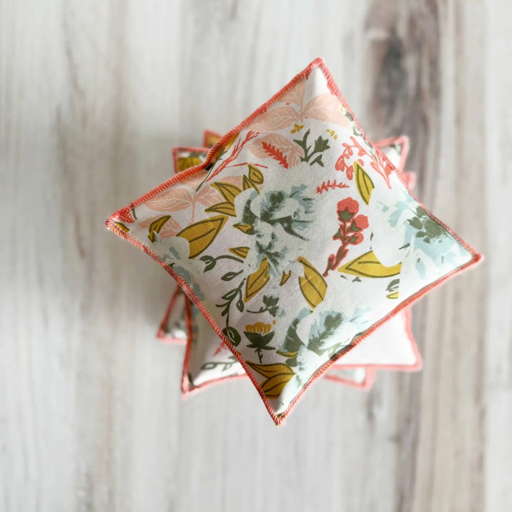 coral and blue floral lavender sachets, set of 2