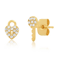 heart lock + key stud set