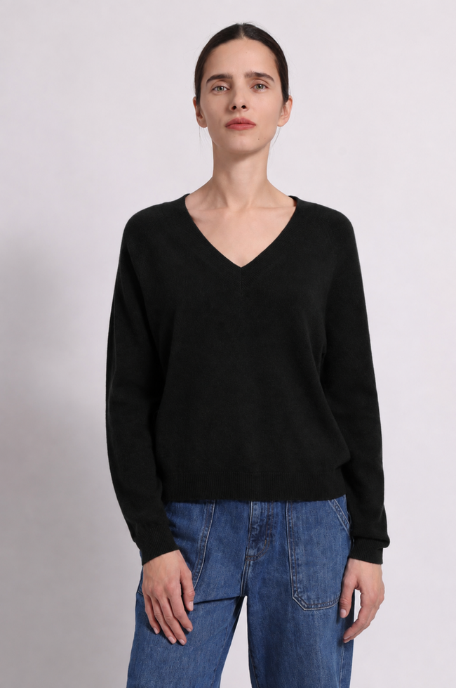 cashmere long sleeve shrunken v neck