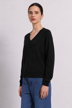 cashmere long sleeve shrunken v neck