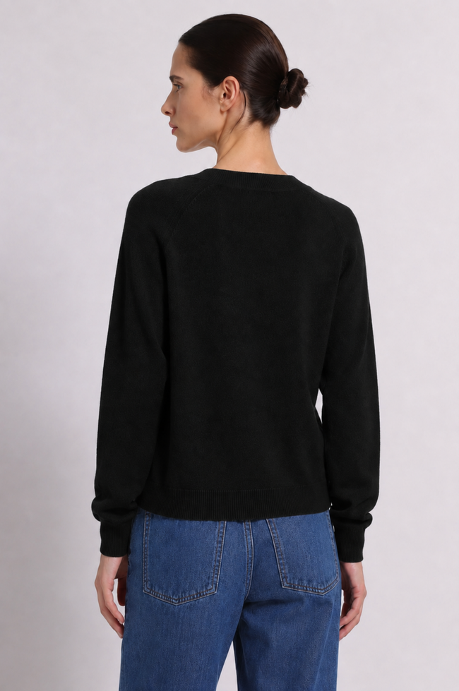 cashmere long sleeve shrunken v neck