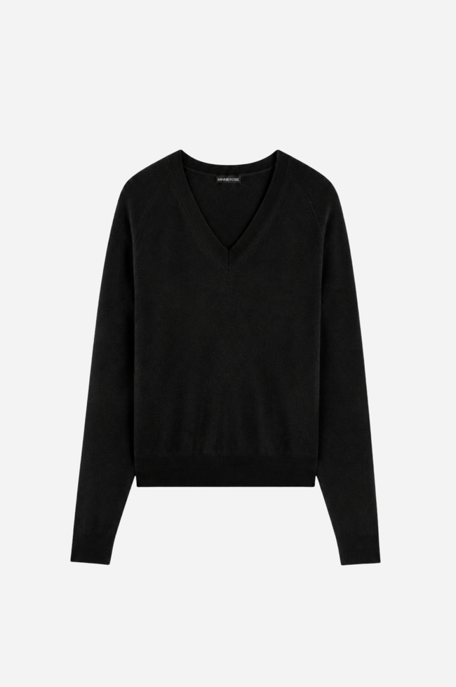 cashmere long sleeve shrunken v neck