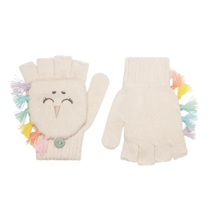 rainbow unicorn knitted gloves