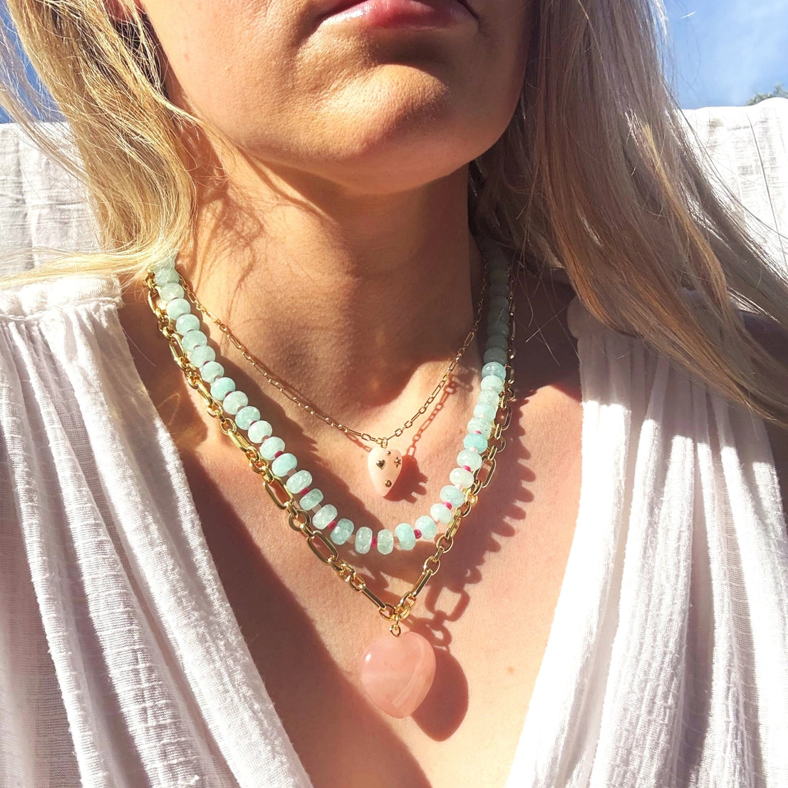 ella quartz heart necklace