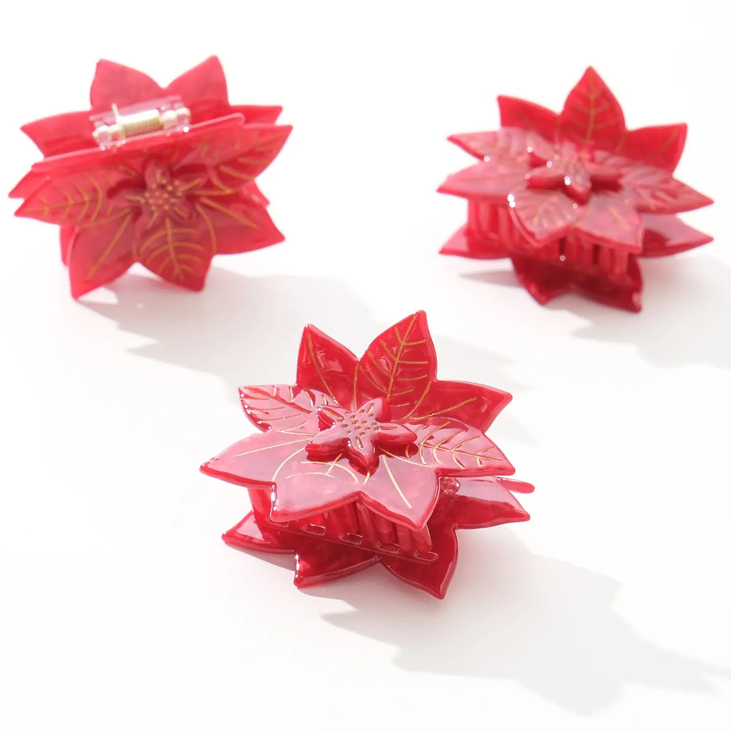 poinsettia claw clip