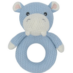 knit baby rattle - henry hippo