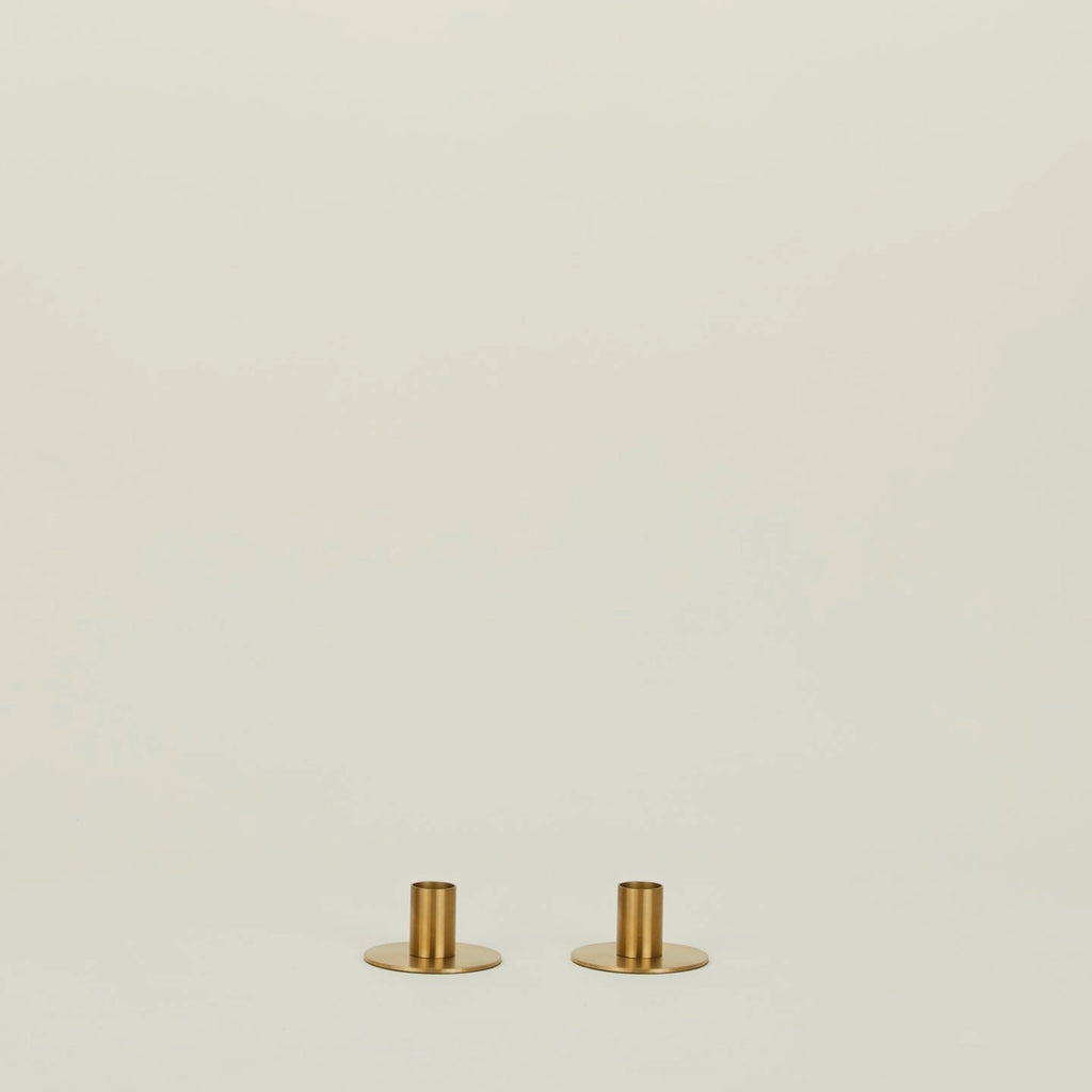 essential brass candle holders - set of two