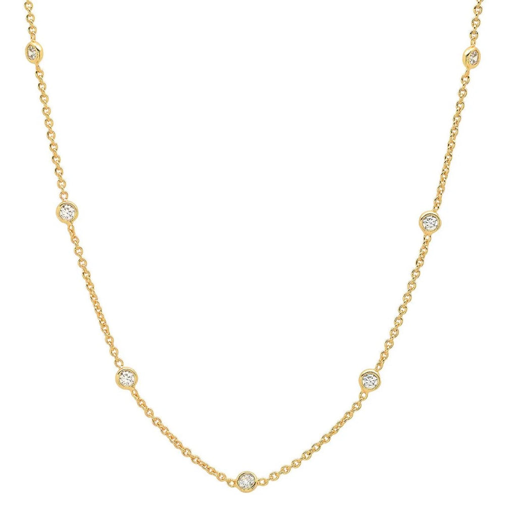 cz bezel station necklace