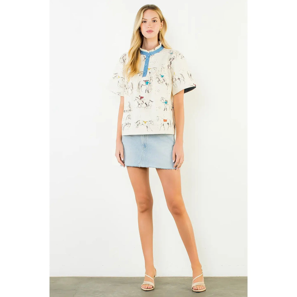 horse embroidered top