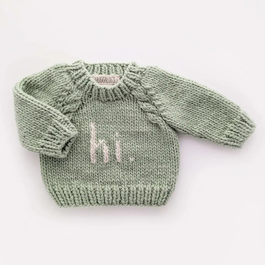 hi. sage green crew neck sweater