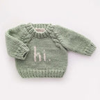 hi. sage green crew neck sweater