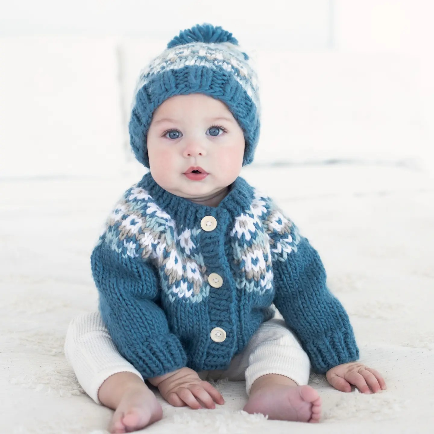 fairisle slate baby cardigan