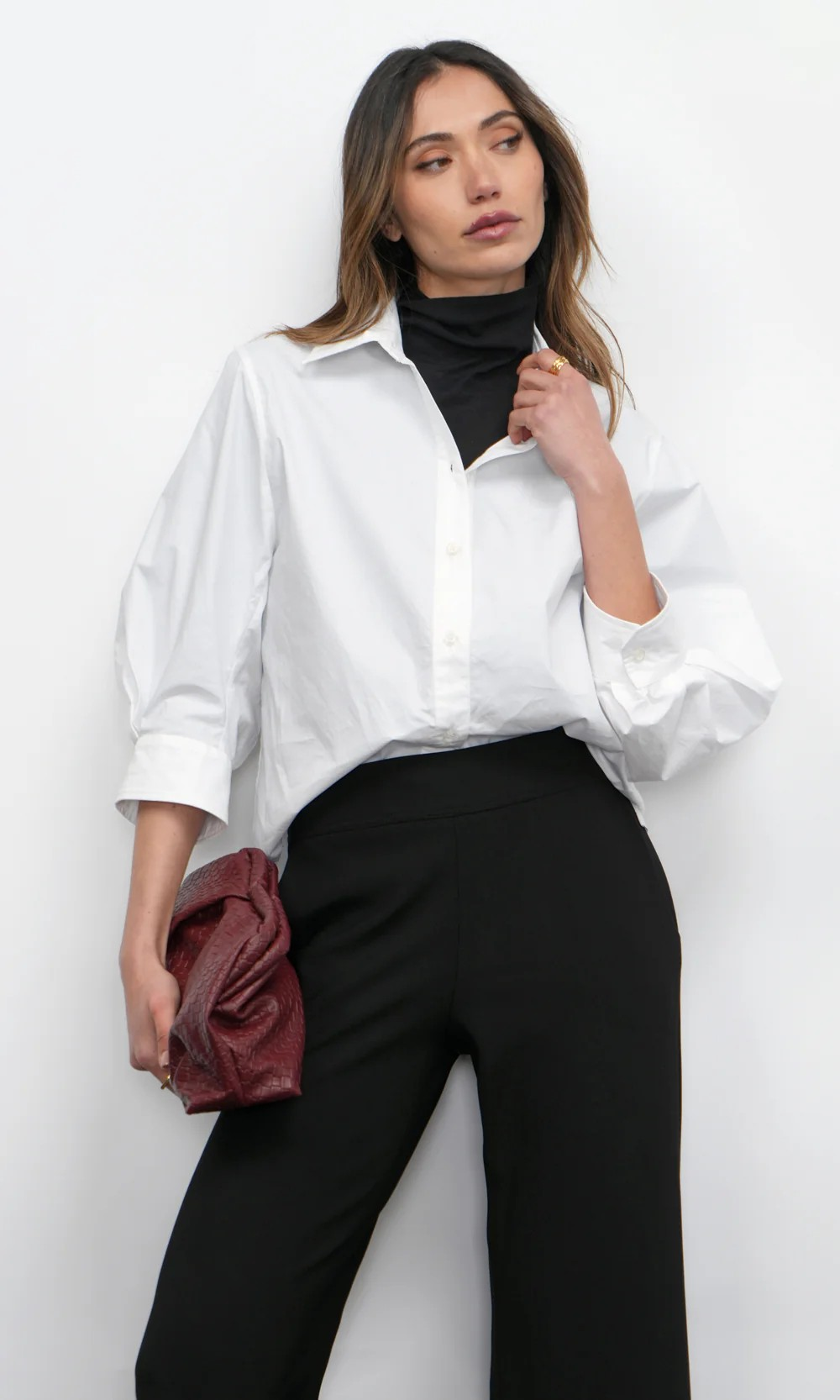 thea oversized latern sleeve button down