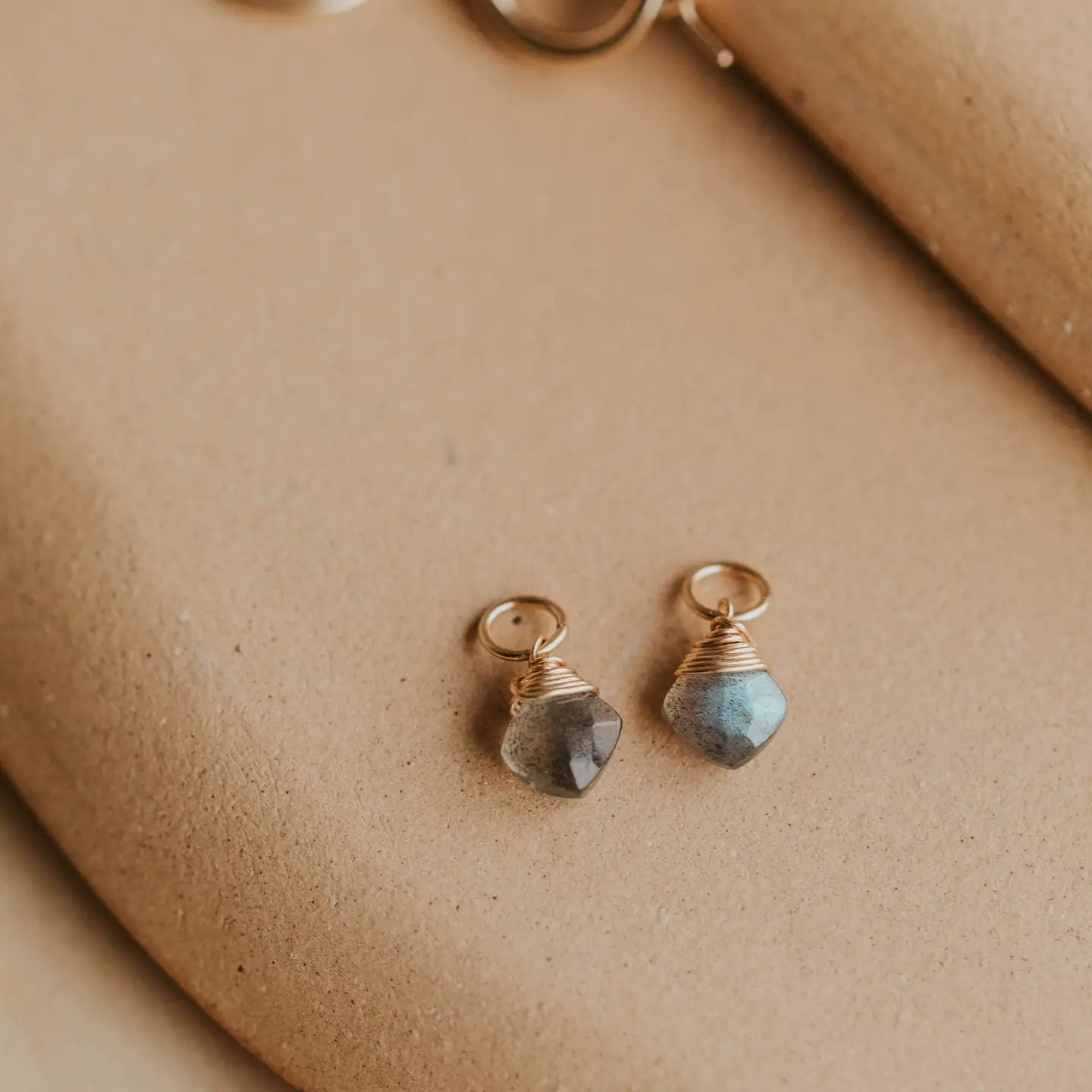 labradorite hoop charms