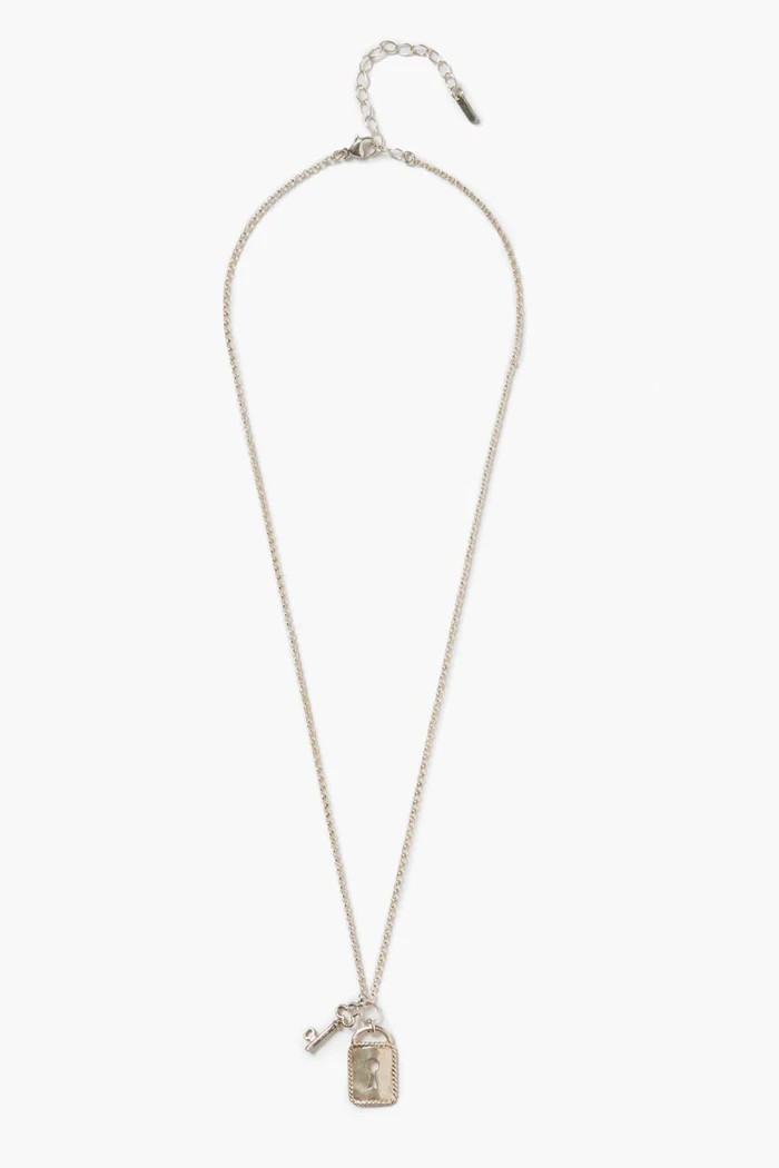 mini padlock necklace in silver