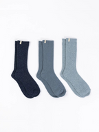 plush lounge sock 3 pack - eclipse + deep blue + smokey blue