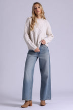 pure air cashmere mixed cable pattern