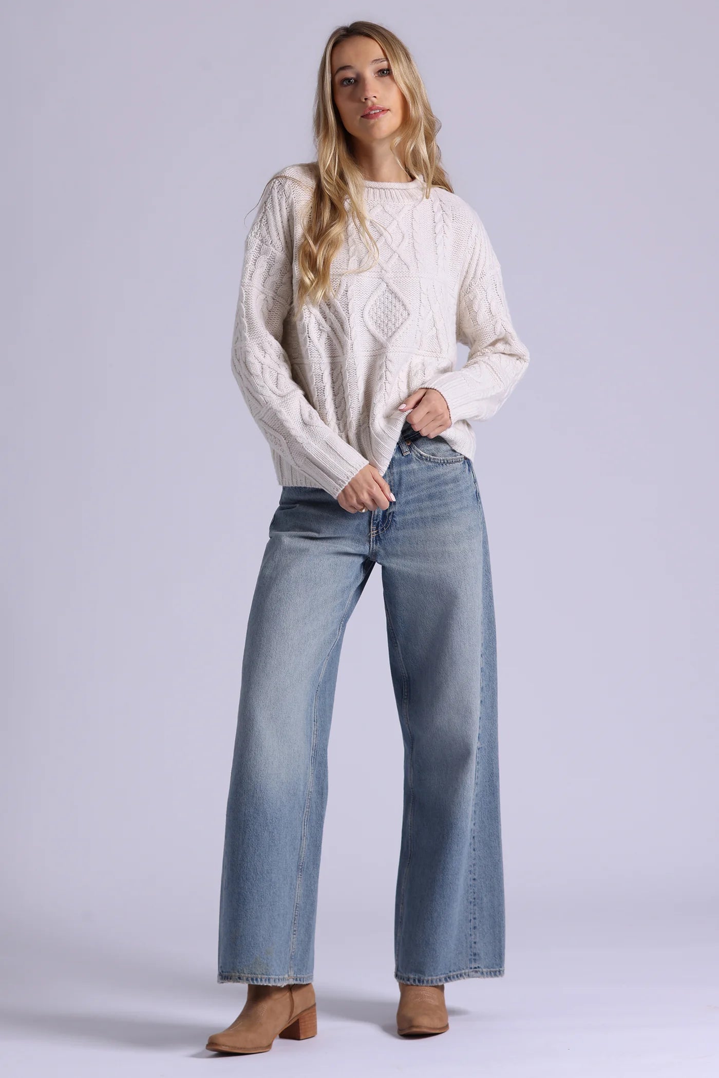 pure air cashmere mixed cable pattern