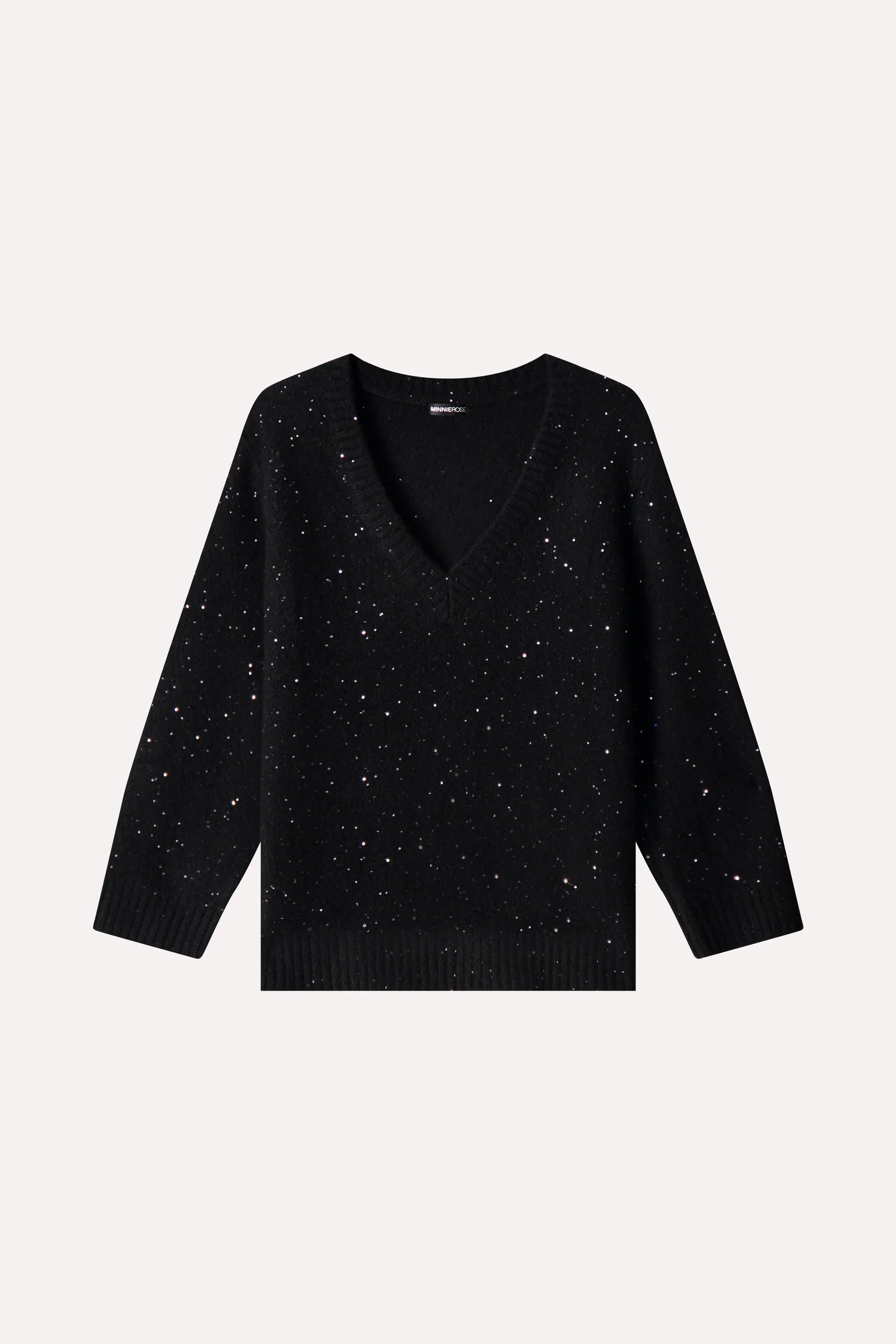 sparkle cashmere v neck in black