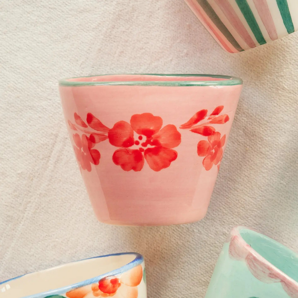 ceramic espresso cup with vintage flower