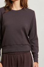 stef luxe rib pullover in cocoa