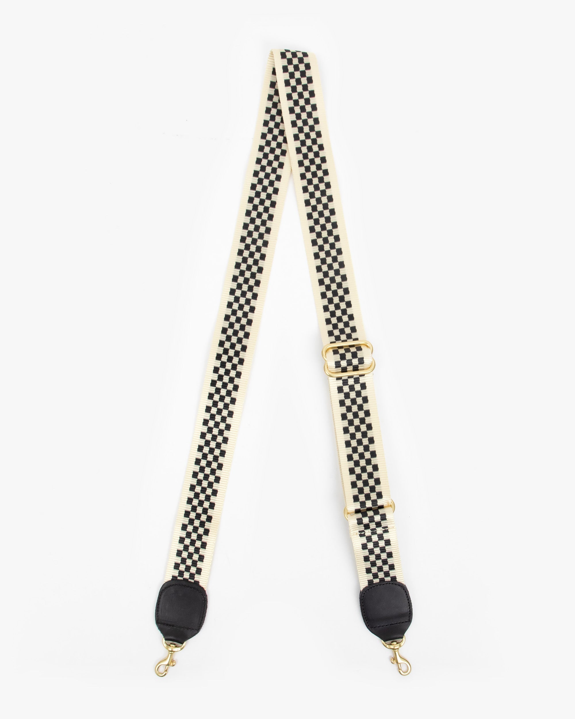 adjustable crossbody strap in checkered