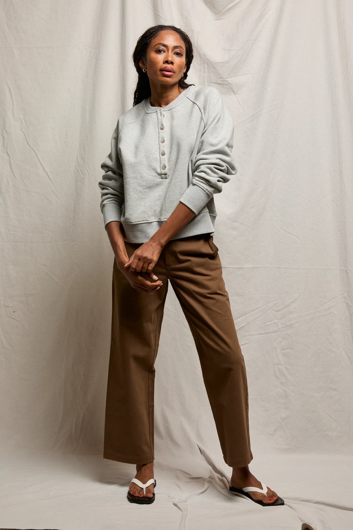 bowen raglan button down sweatshirt