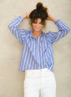 chrissie blouse in blue stripe