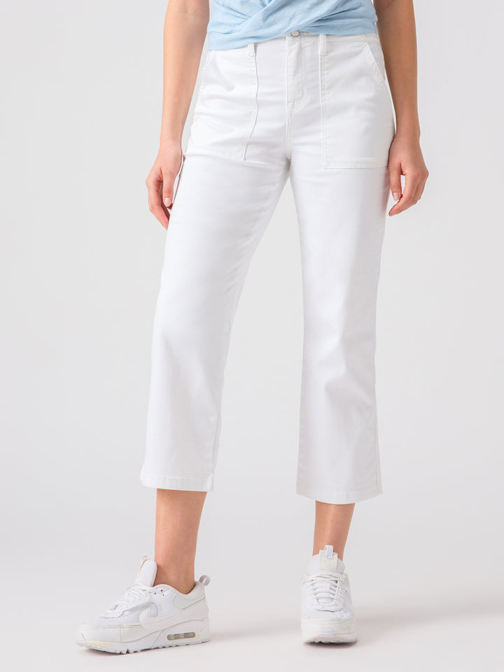 vacation high rise crop pant in white