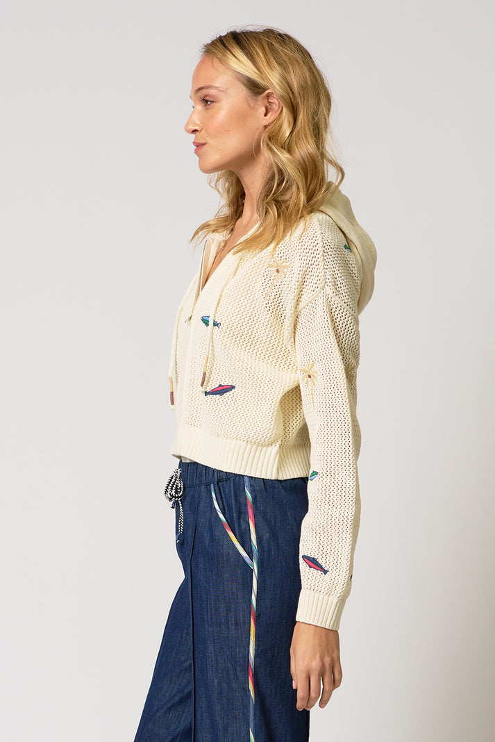 eden palm tree mesh cardigan