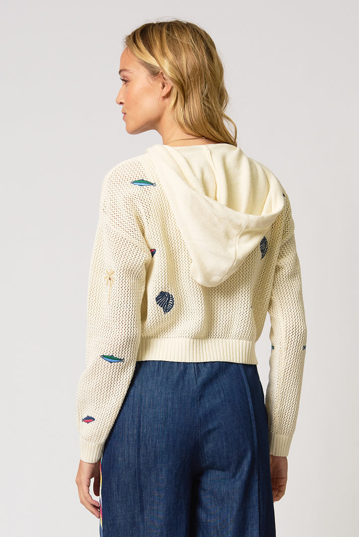 eden palm tree mesh cardigan