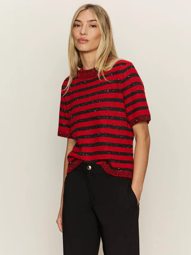 shine sweater tee in cherry laquer