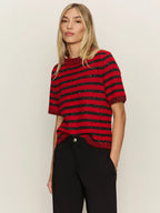 shine sweater tee in cherry laquer