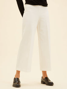  wide leg crop pant in off white