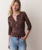 baby rib henley in chocolate