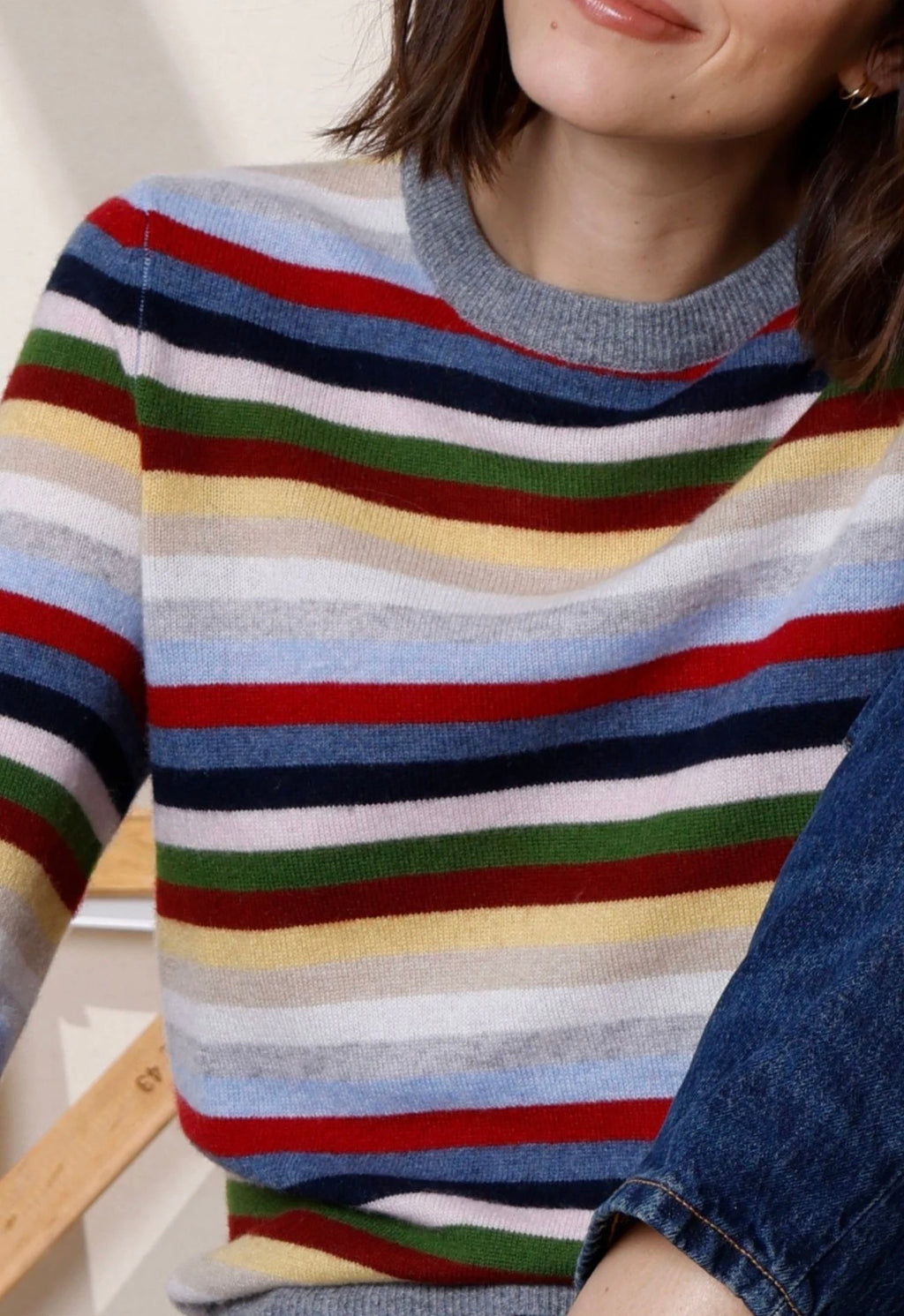 striped longsleeve crew in multi