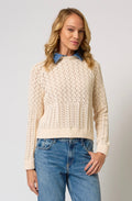 hazel denim collared pointelle sweater