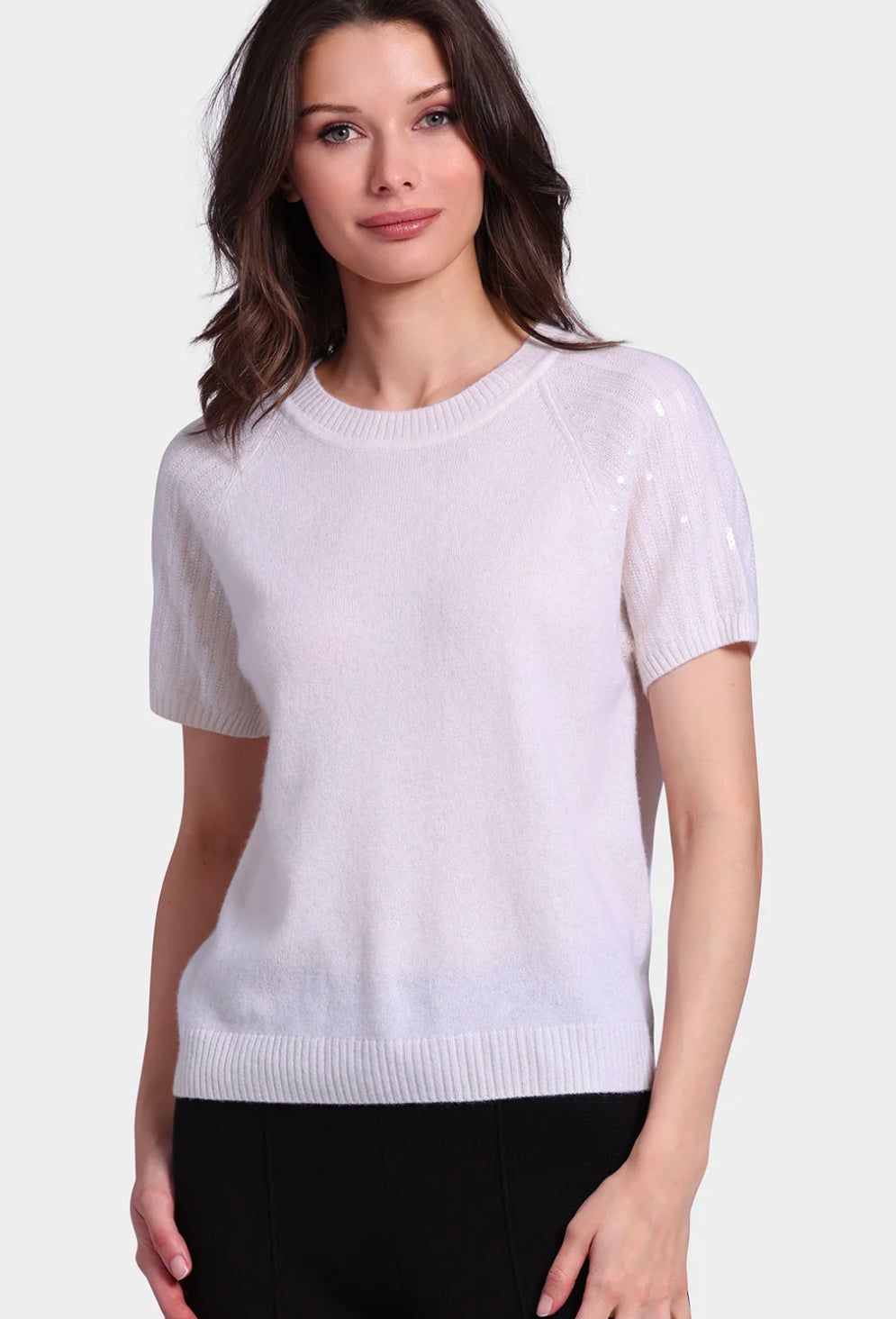 sequin cashmere raglan