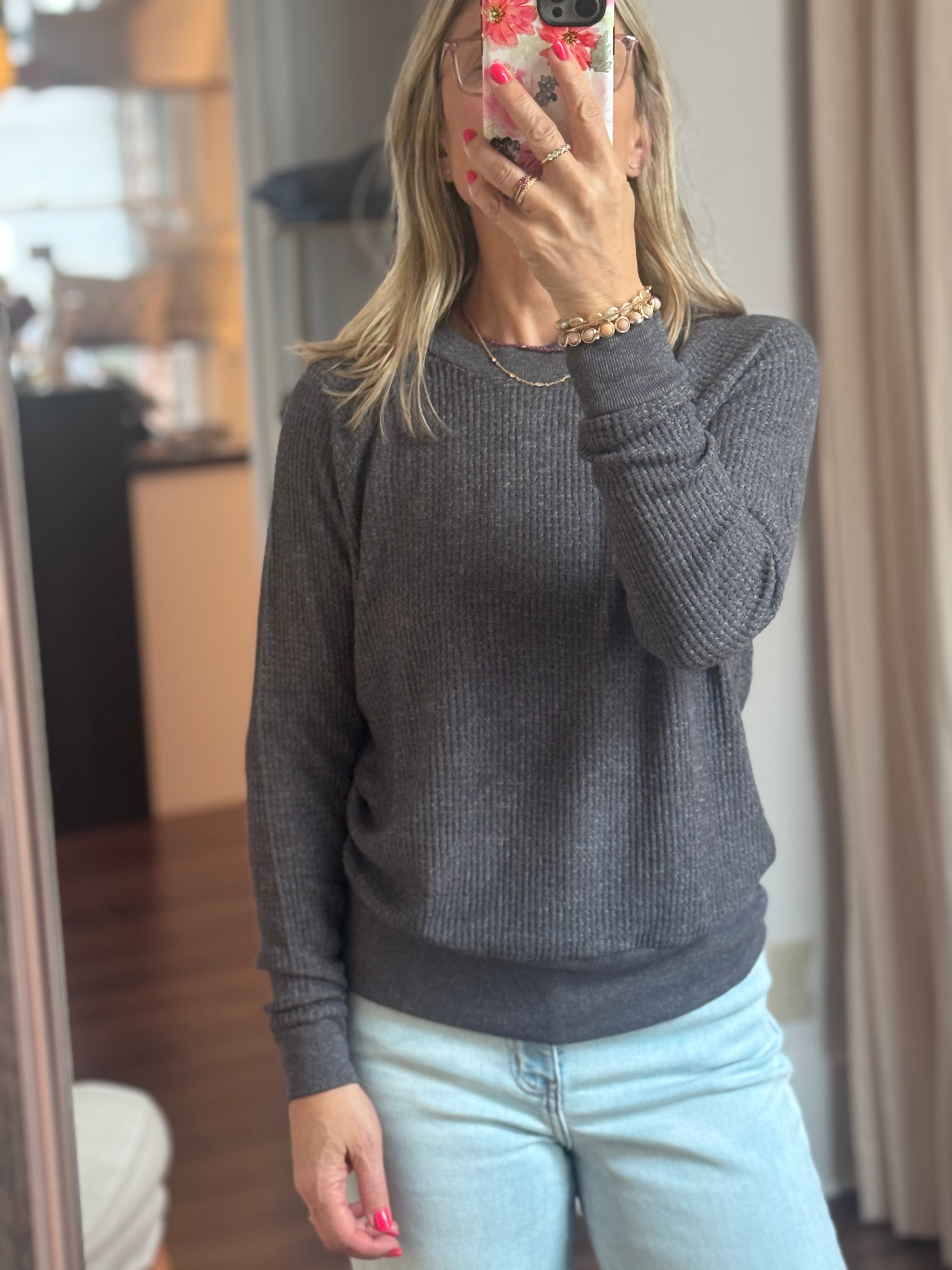 lush waffle raglan in shadow