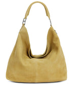suzie suede slouch tote in harvest gold