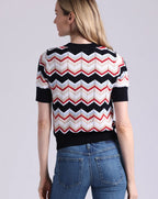 cotton cashmere chevron short sleeve crew