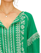 lena embroidered top in green
