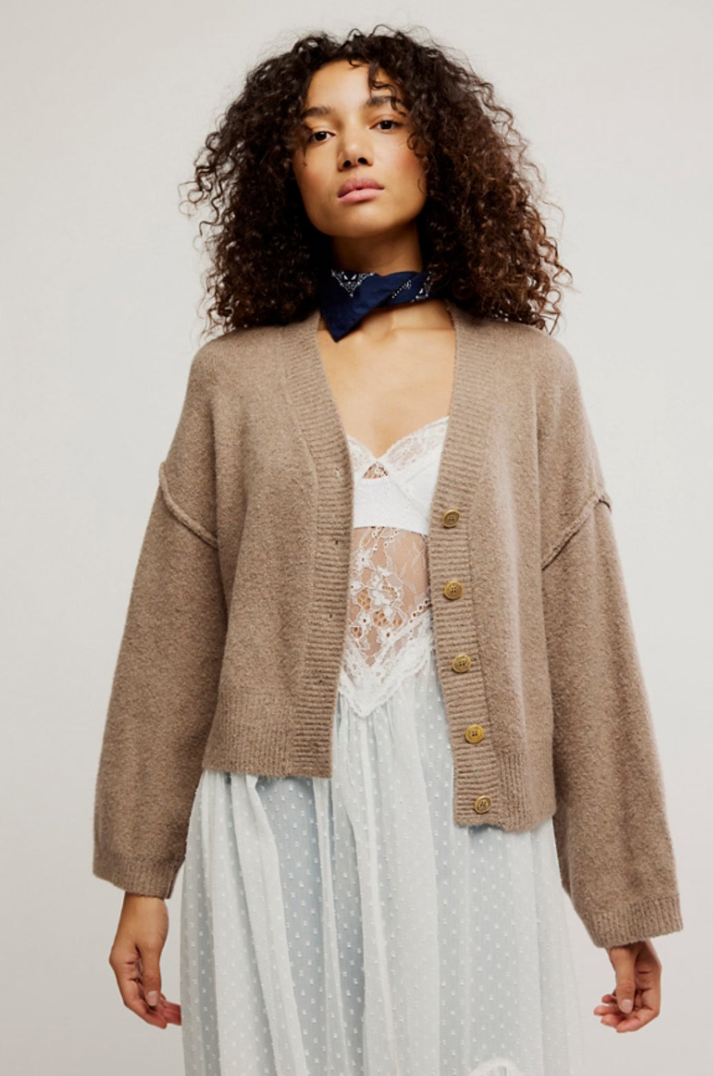 cool of the night cardi in mocha